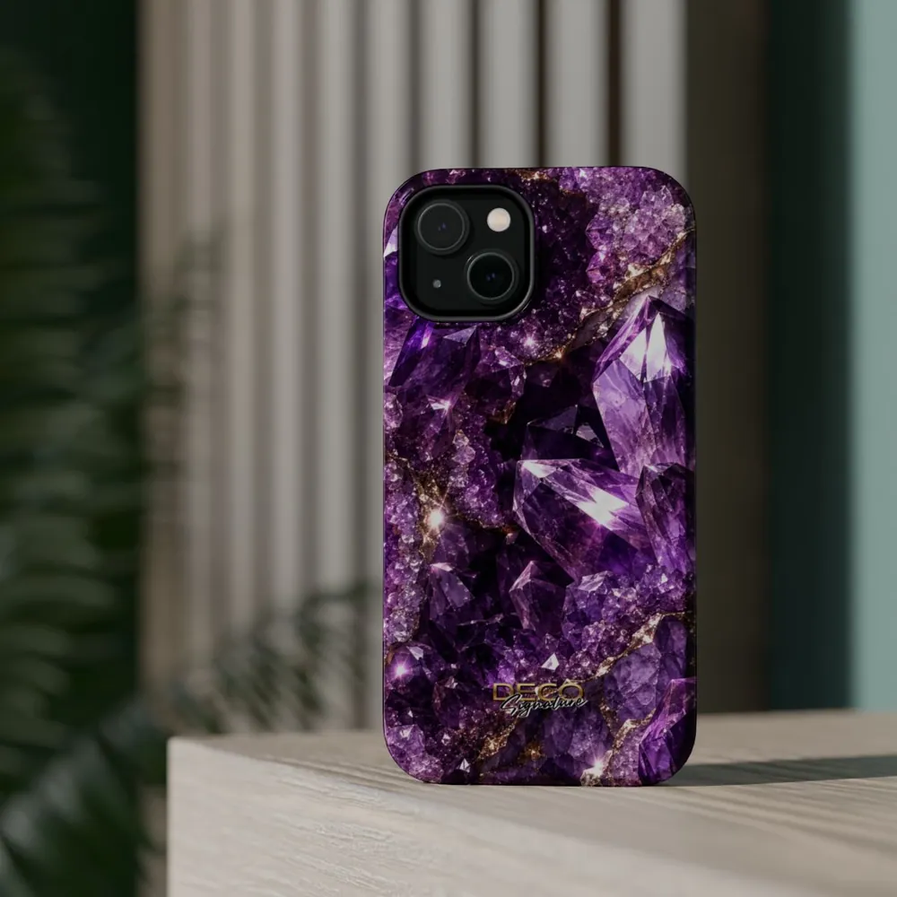 Luxury Sparkling Amethyst DECO Signature MagSafe Impact-Resistant Phone Case