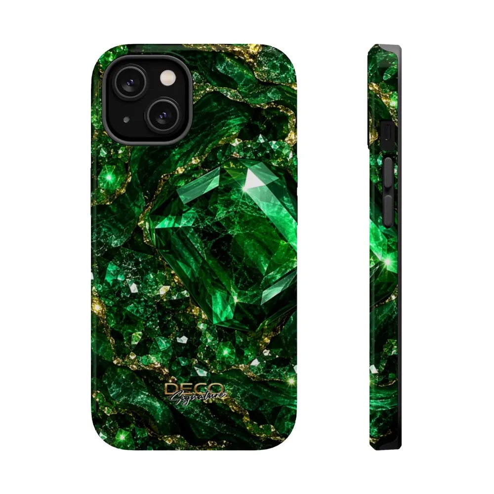 Luxury Sparkling Emerald DECO Signature MagSafe Impact-Resistant Phone Case