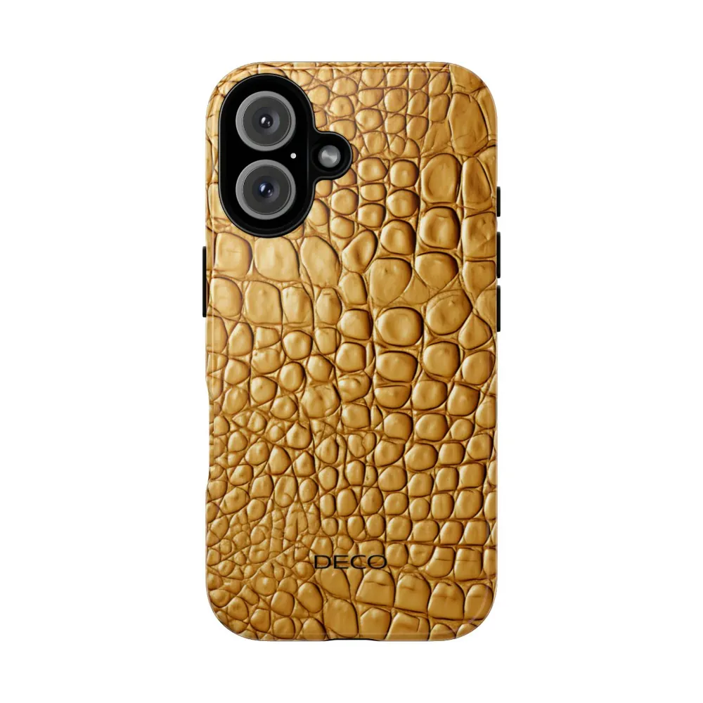Gold Crocodile Skin Tough Phone Case