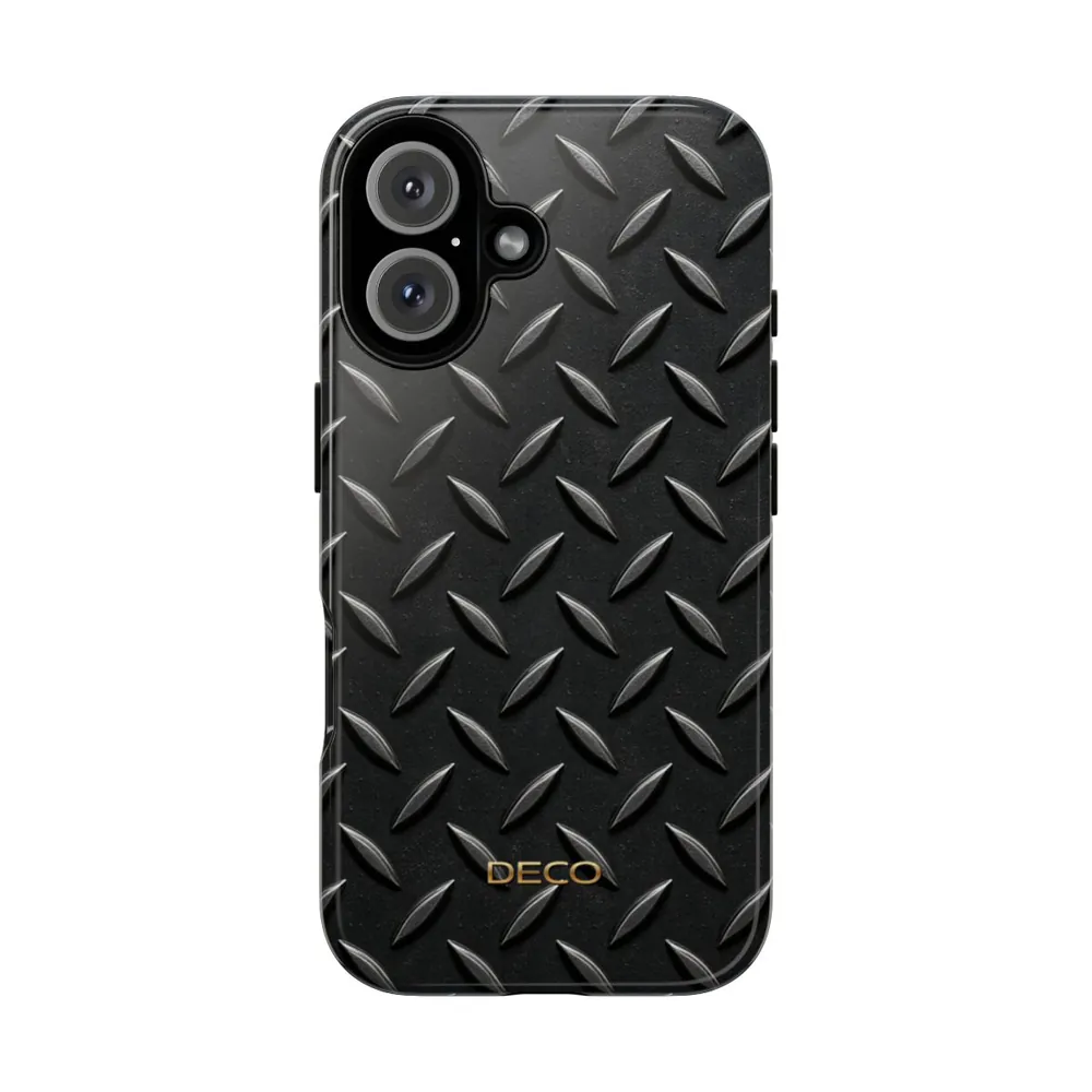 Industrial Metal Black Diamond Plate Tough Phone Case