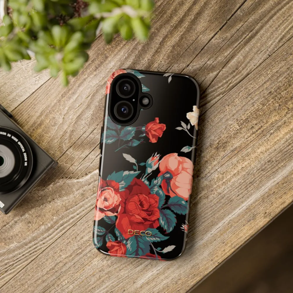 Deep Rose Floral Tough Phone Case
