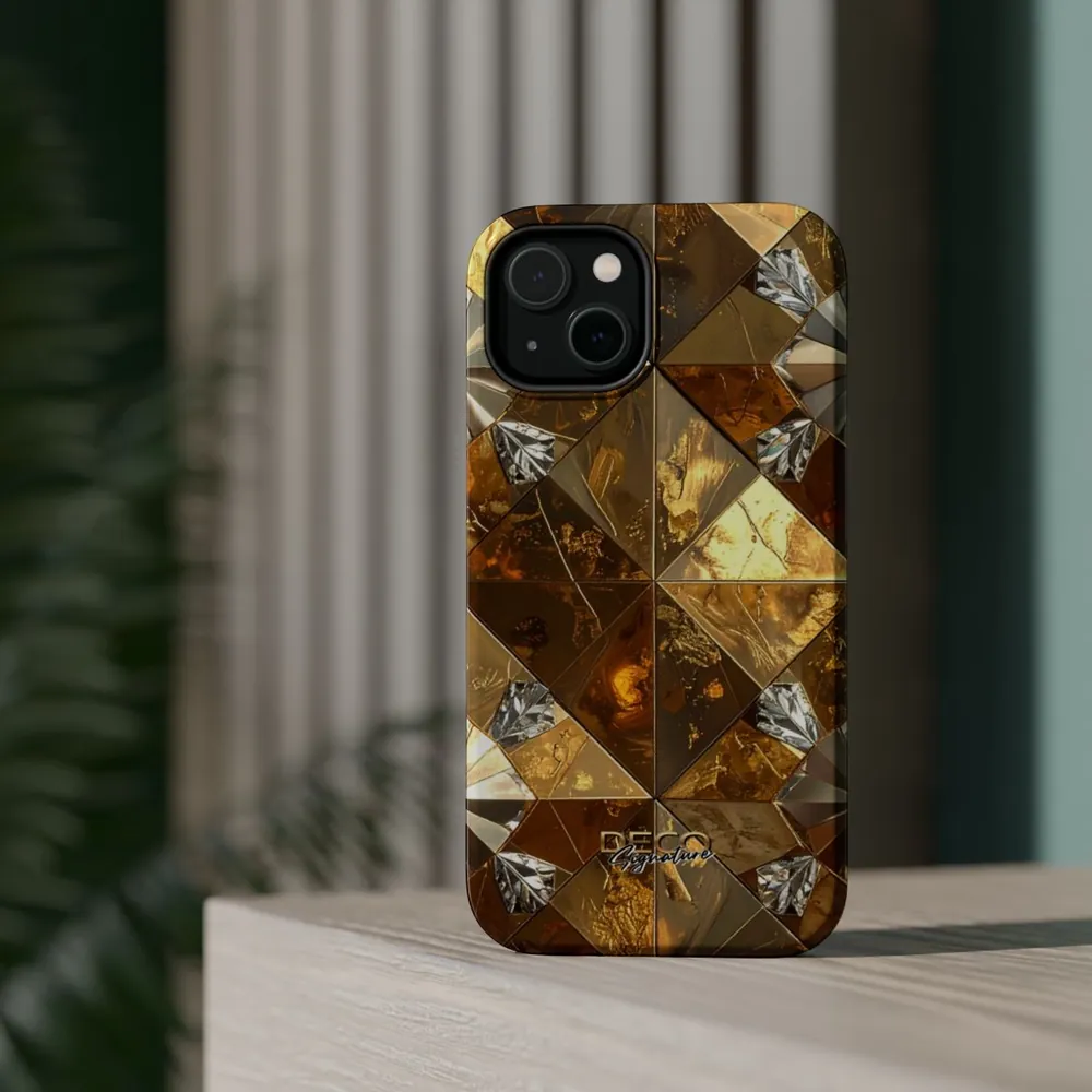 Luxury Gold & Diamond Tile DECO Signature MagSafe Impact-Resistant Phone Case