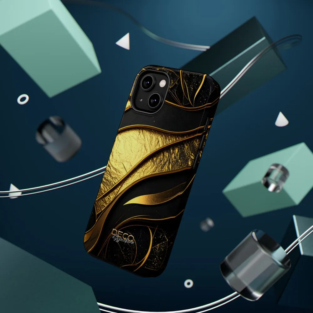 Luxury Black & Gold Texture DECO Signature MagSafe Impact-Resistant Phone Case