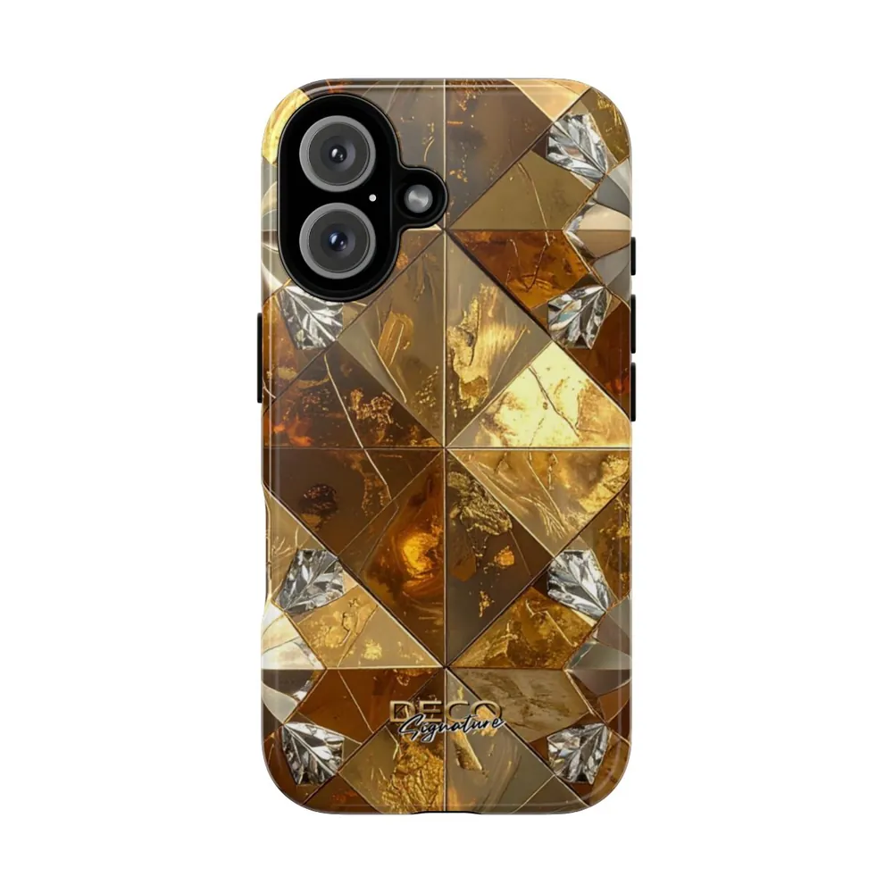 Luxury Gold & Diamond Tile DECO Signature Tough Phone Case