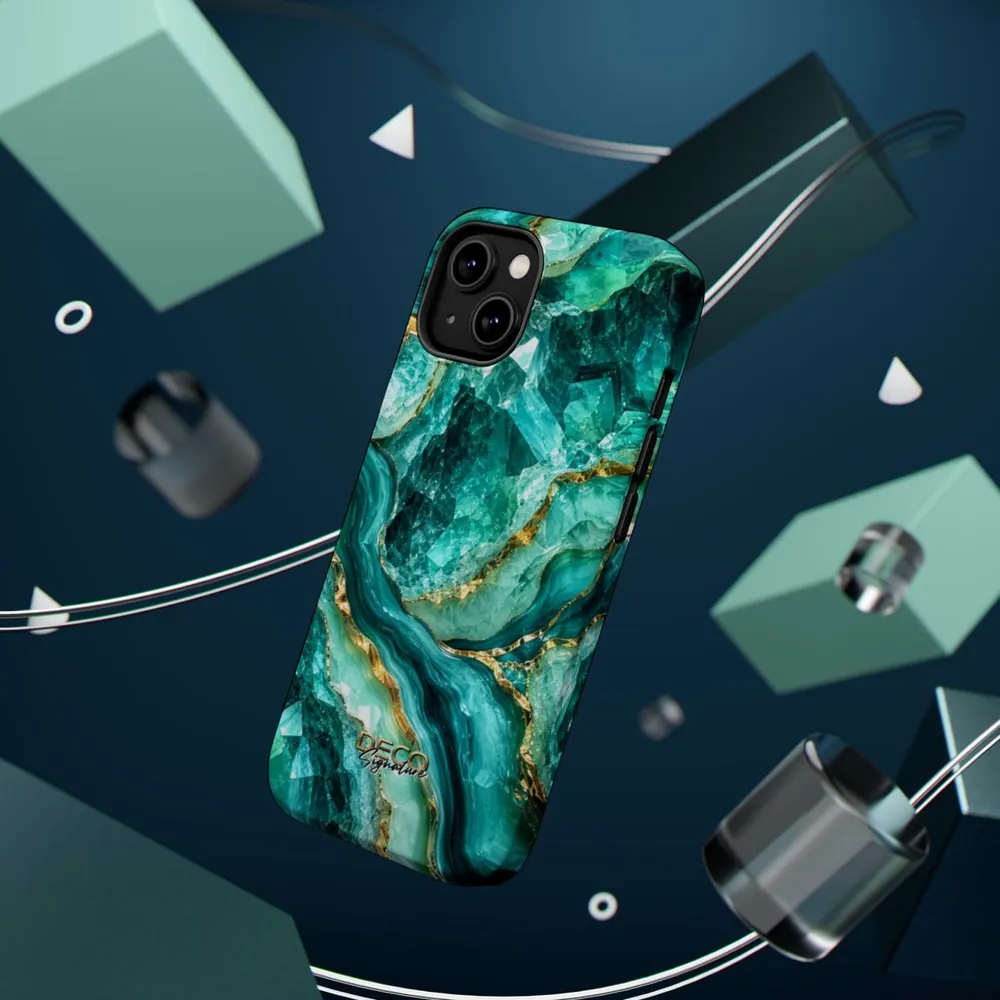 Luxury Sparkling Aquamarine DECO Signature MagSafe Impact-Resistant Phone Case