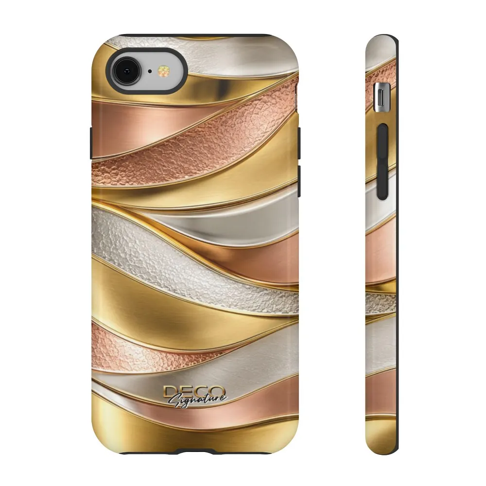 Luxury Textured White, Yellow & Rose Gold DECO Signature Tough Phone Case