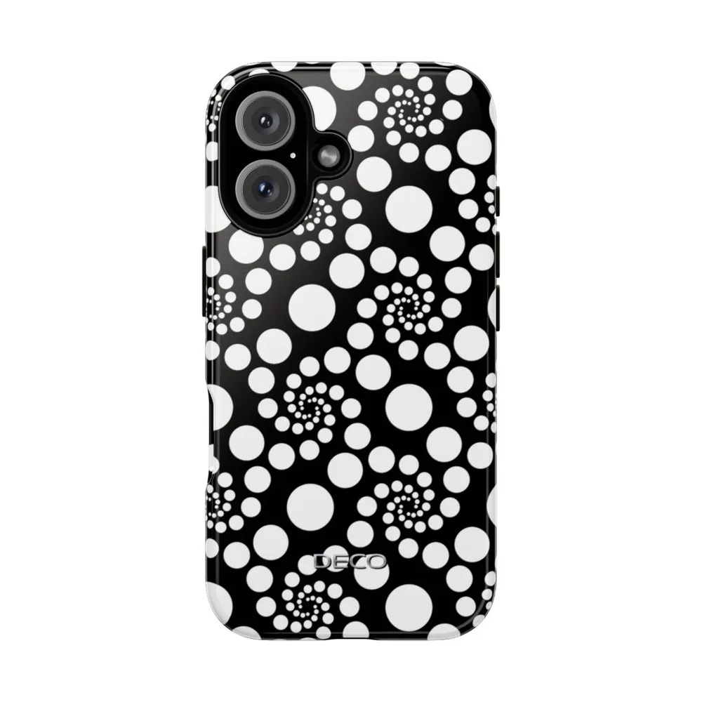 Black & White Twirly Polka Dots Tough Phone Case