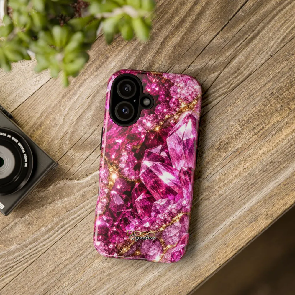Luxury Sparkling Pink Sapphire DECO Signature Tough Phone Case