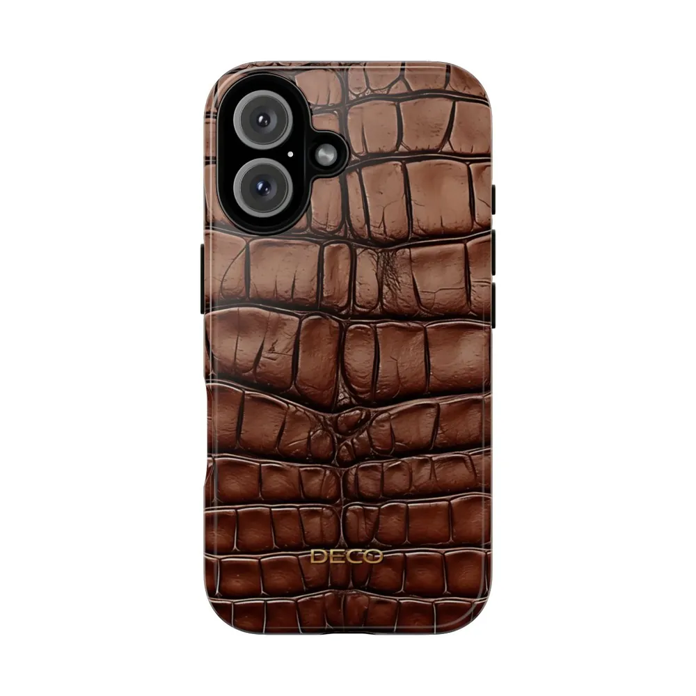 Brown Alligator Skin Tough Phone Case