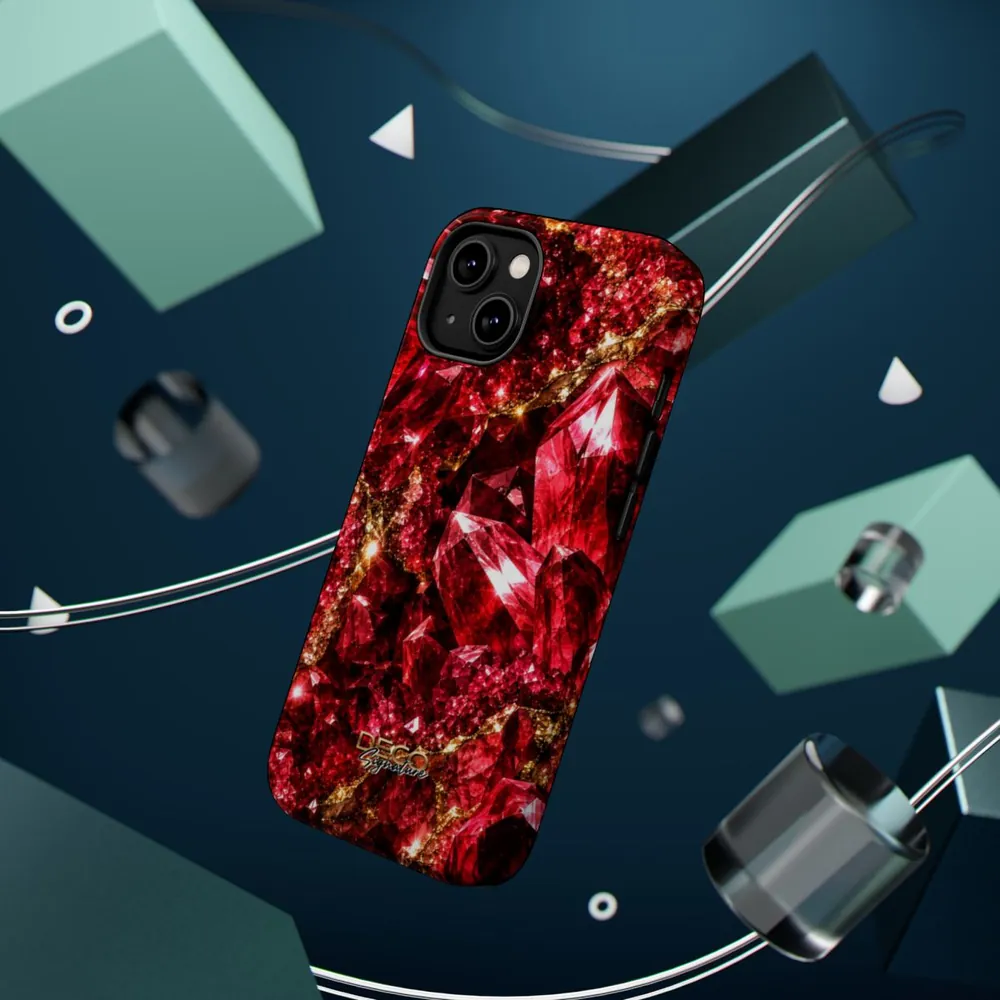 Luxury Sparkling Ruby DECO Signature MagSafe Impact-Resistant Phone Case