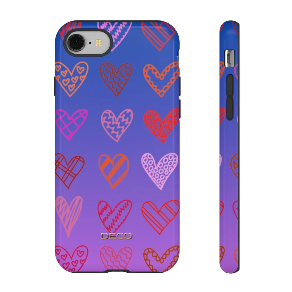 Rainbow Marker Hearts Tough Phone Case