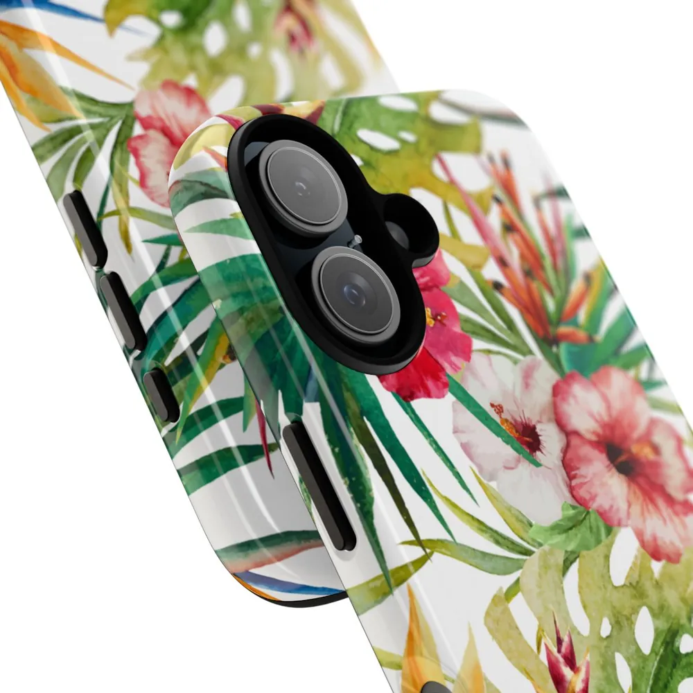Watercolor Tropical Hibiscus Floral Tough Phone Case