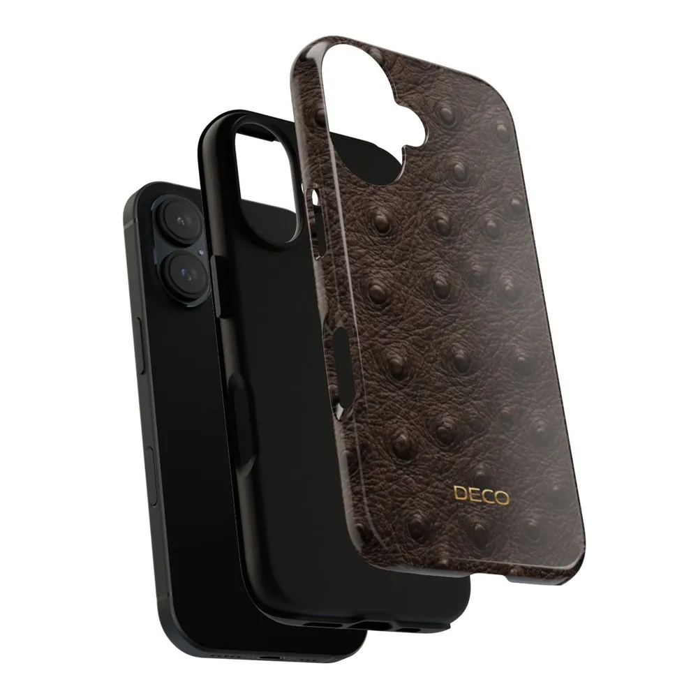 Brown Ostrich Skin Tough Phone Case