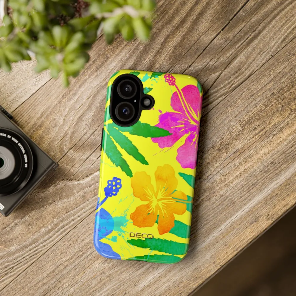 Tropical Neon Floral Tough Phone Case