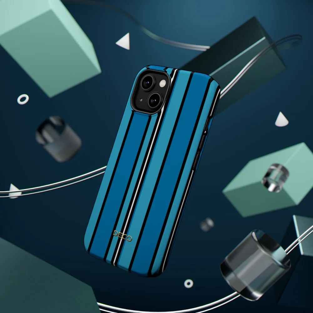Blue Stripes MagSafe Impact-Resistant Phone Case