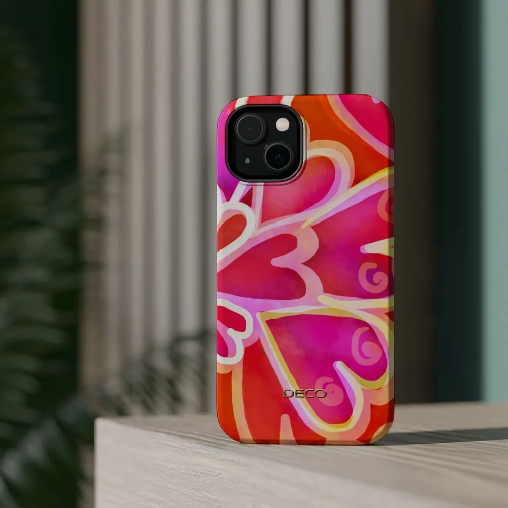 Painted Hearts Watercolor MagSafe Impact-Resistant Phone Case
