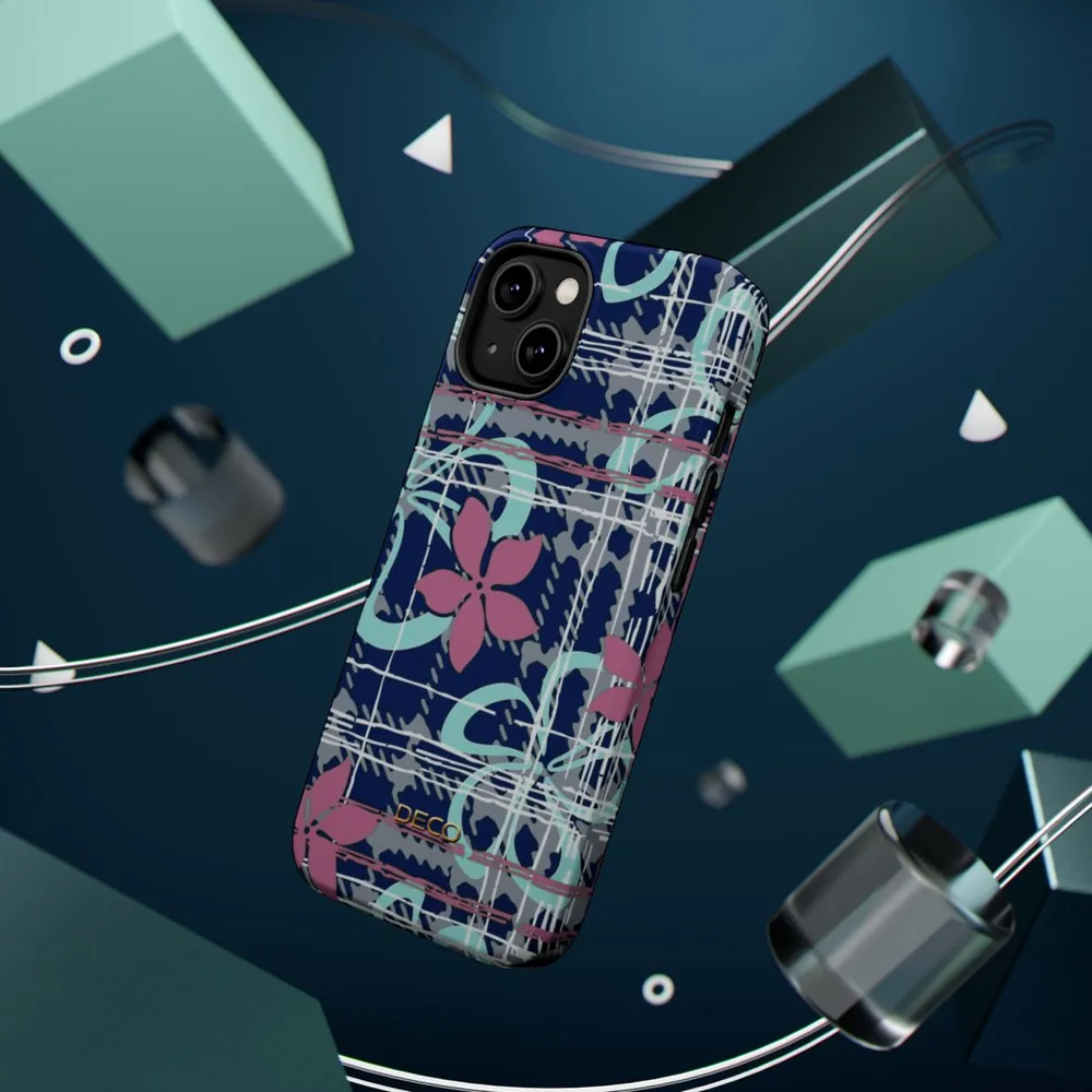 Digital Floral Plaid MagSafe Impact-Resistant Phone Case