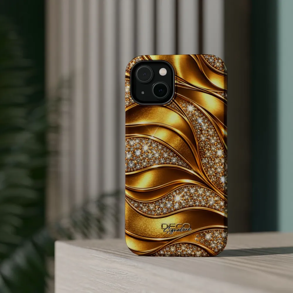 Luxury Gold & Diamonds DECO Signature MagSafe Impact-Resistant Phone Case