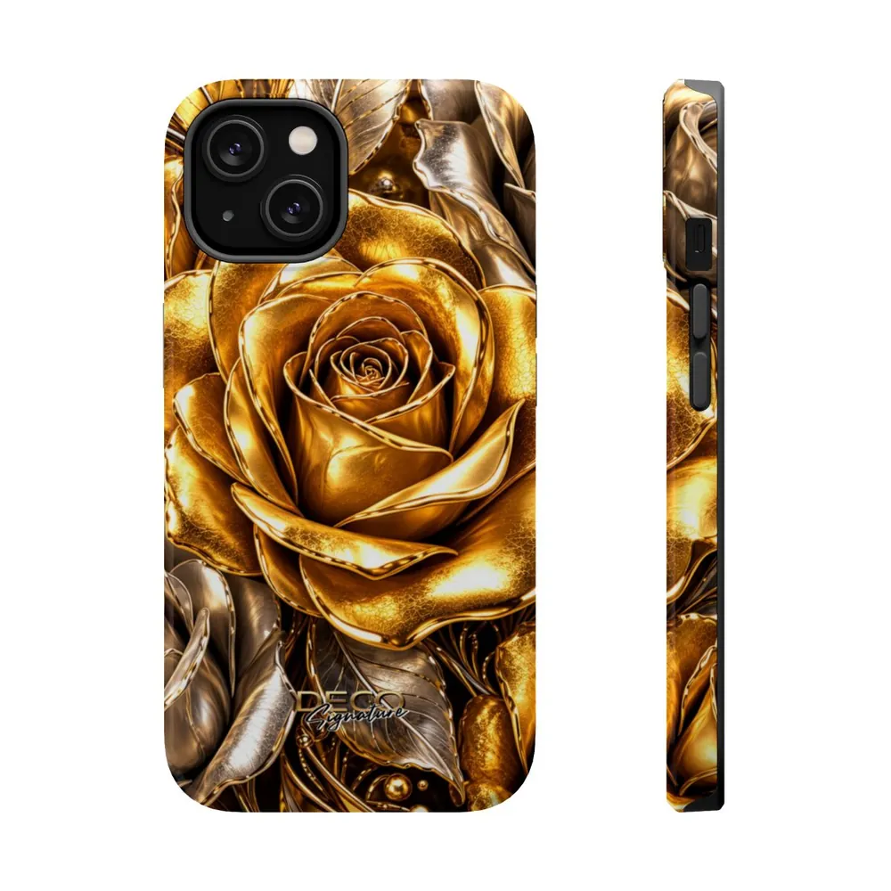 Luxury Gold Roses DECO Signature MagSafe Impact-Resistant Phone Case