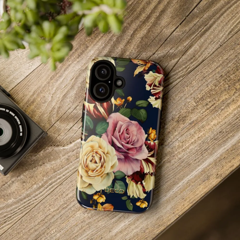 Painted Vintage Rose Floral Tough Phone Case