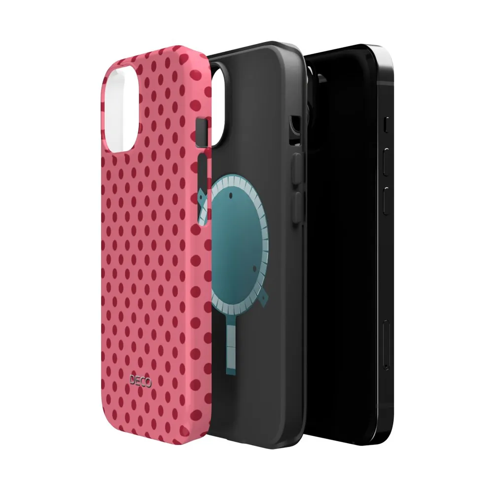 Pink & Red Polka Dots MagSafe Impact-Resistant Phone Case