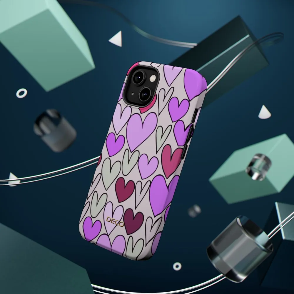 Purple Hearts MagSafe Impact-Resistant Phone Case