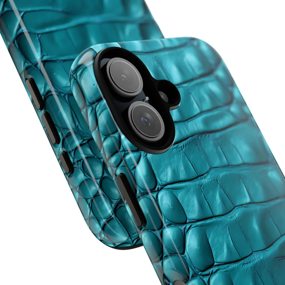 Teal Crocodile Skin Tough Phone Case