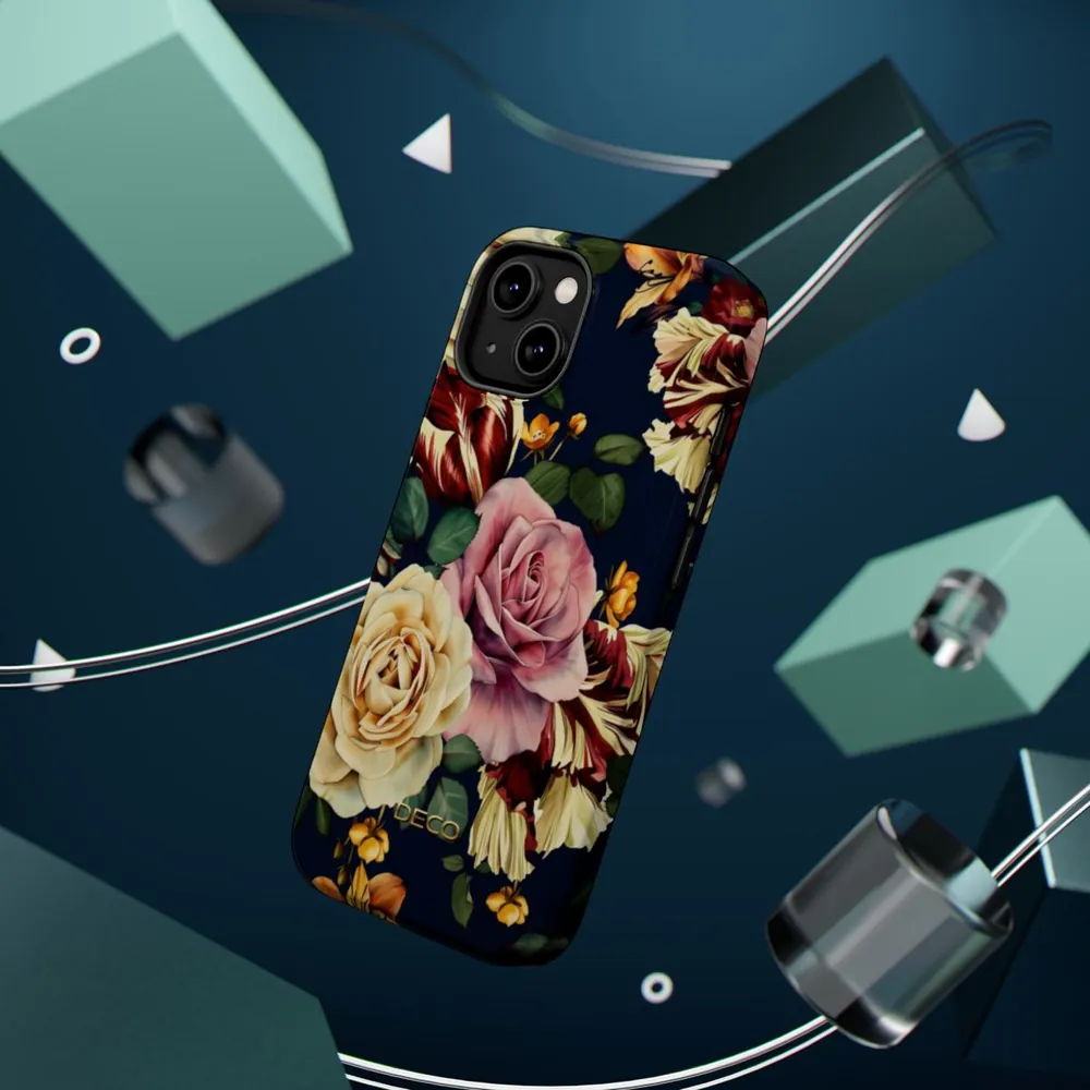 Painted Vintage Rose Floral MagSafe Impact-Resistant Phone Case