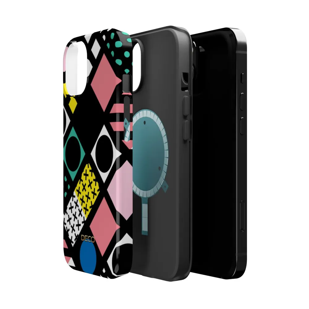Pastel Geometric Blocks MagSafe Impact-Resistant Phone Case