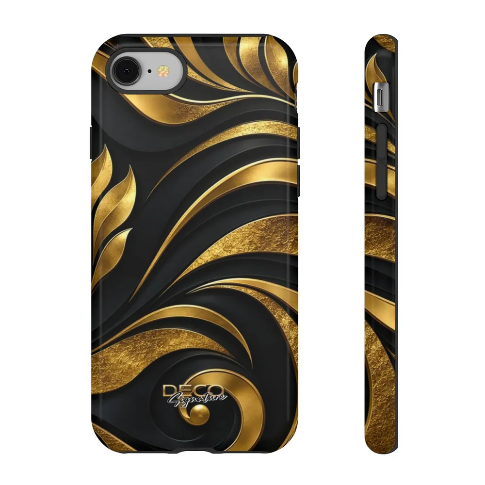 Luxury Textured Black & Gold Inlay DECO Signature Tough Phone Case