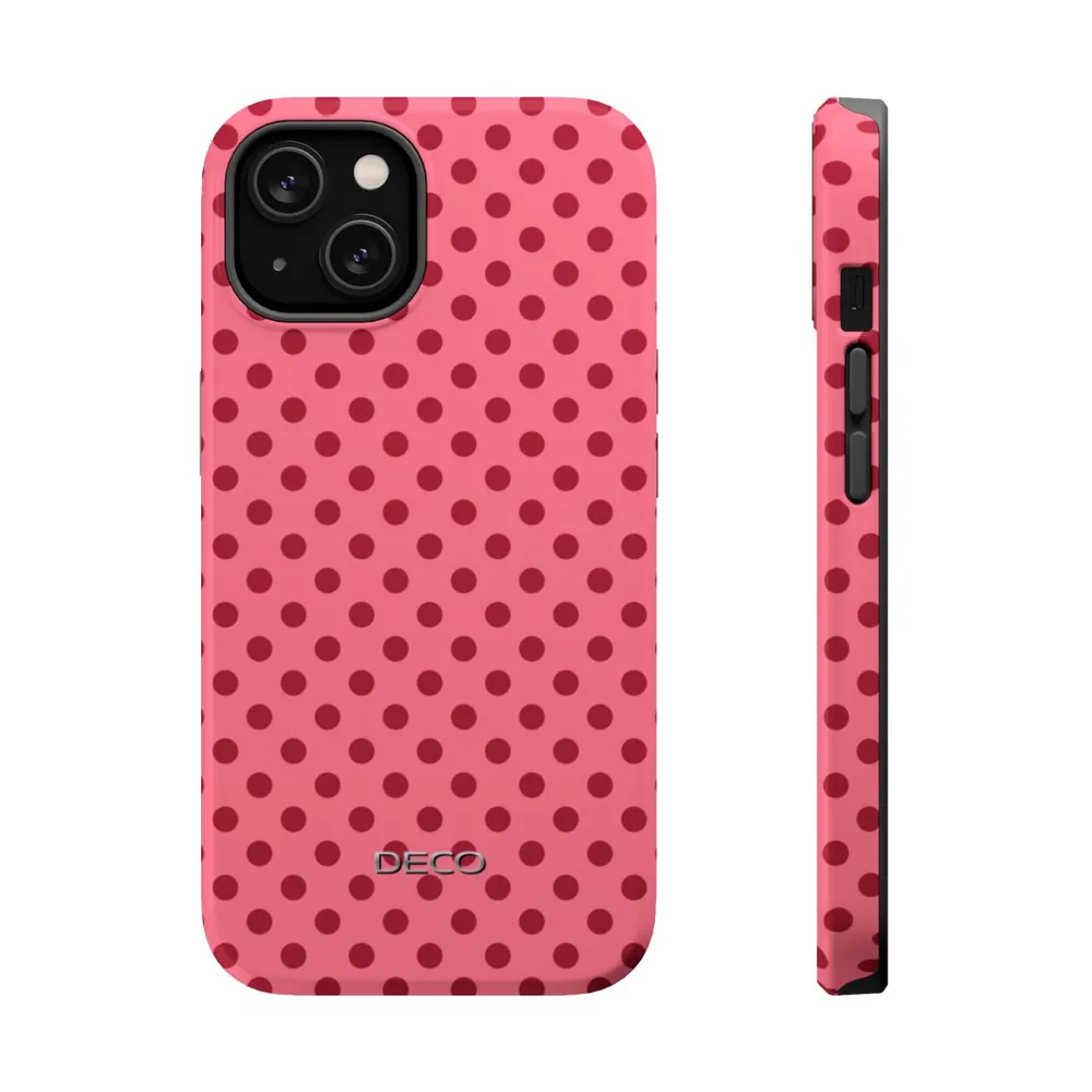 Pink & Red Polka Dots MagSafe Impact-Resistant Phone Case