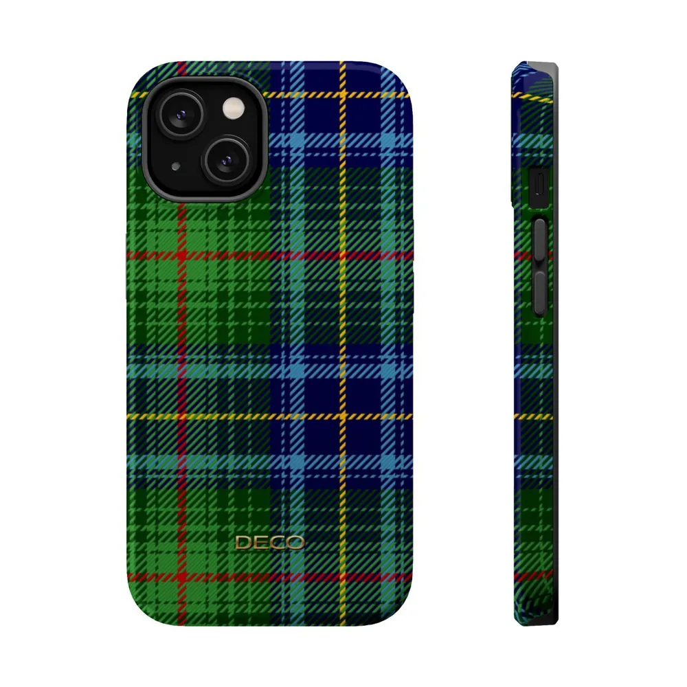 Blue Green Tartan Plaid MagSafe Impact-Resistant Phone Case