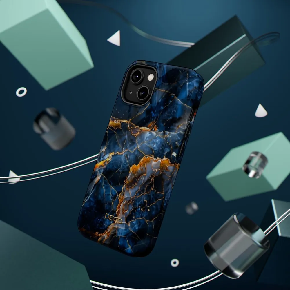 Blue Onyx Marble MagSafe Impact-Resistant Phone Case