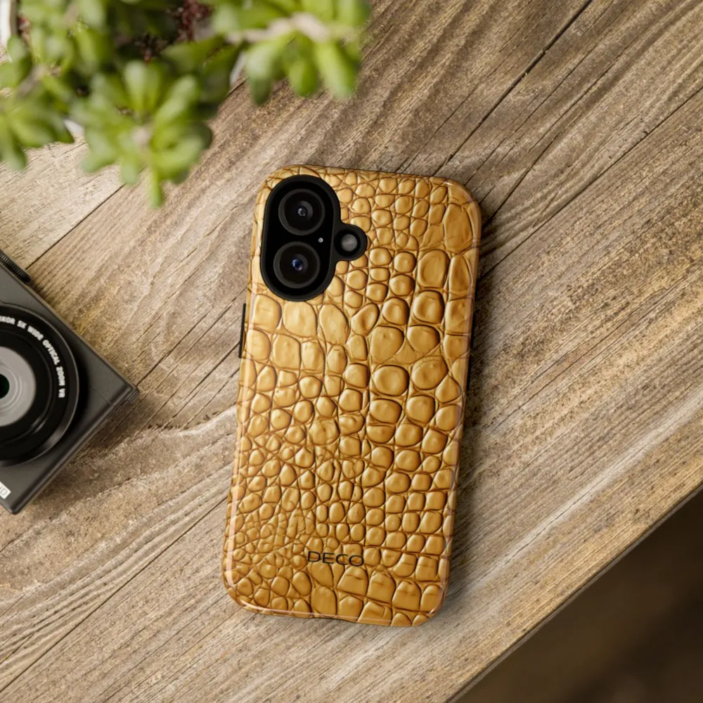 Gold Crocodile Skin Tough Phone Case