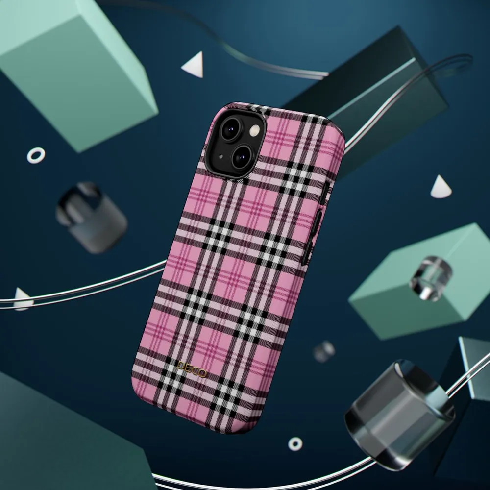 Pink Plaid MagSafe Impact-Resistant Phone Case