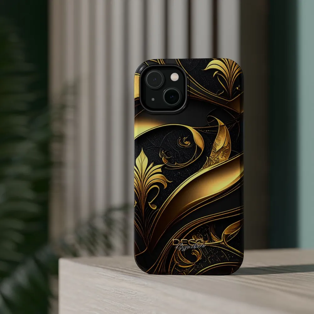 Luxury Black & Gold Inlay DECO Signature MagSafe Impact-Resistant Phone Case