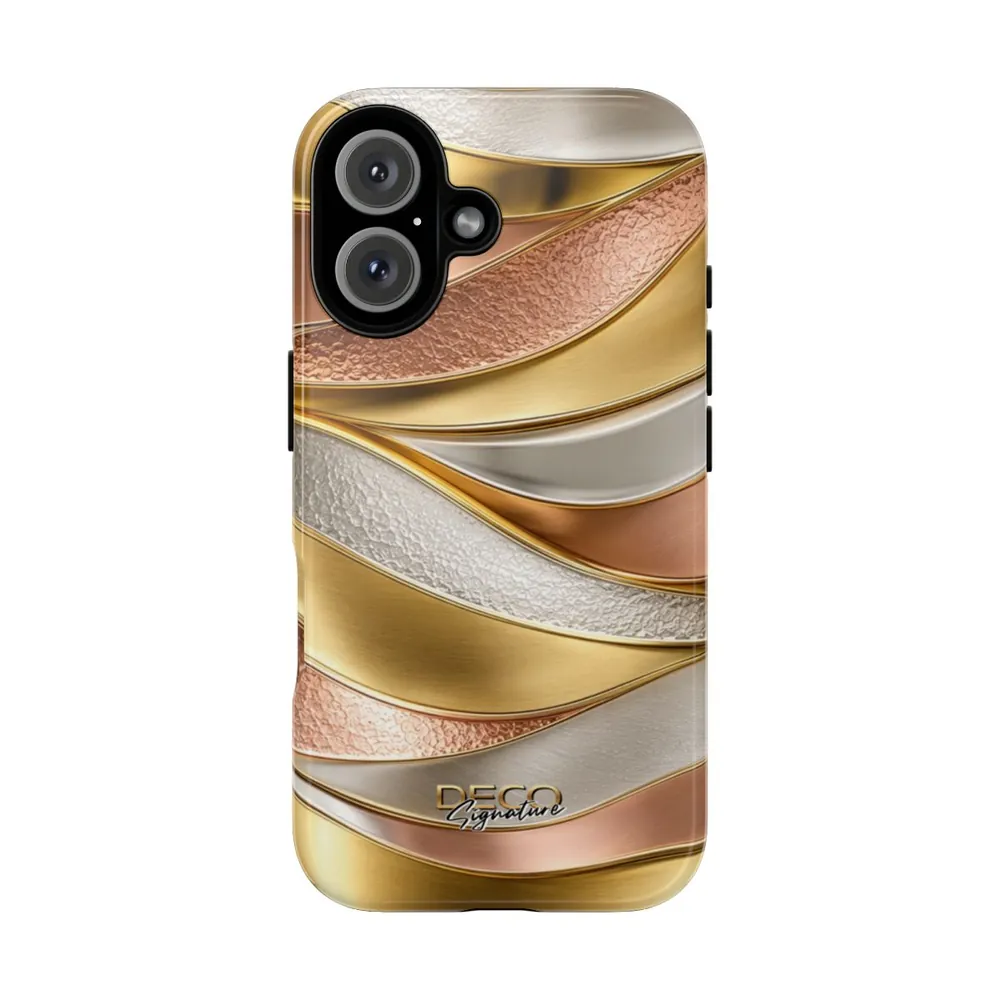 Luxury Textured White, Yellow & Rose Gold DECO Signature Tough Phone Case