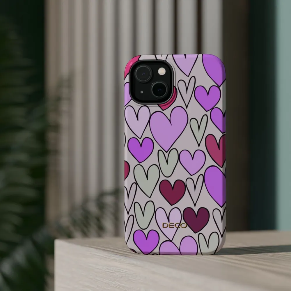 Purple Hearts MagSafe Impact-Resistant Phone Case