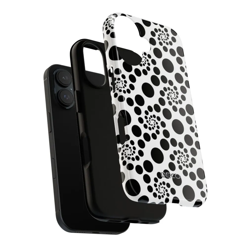 White & Black Twirly Polka Dots Tough Phone Case