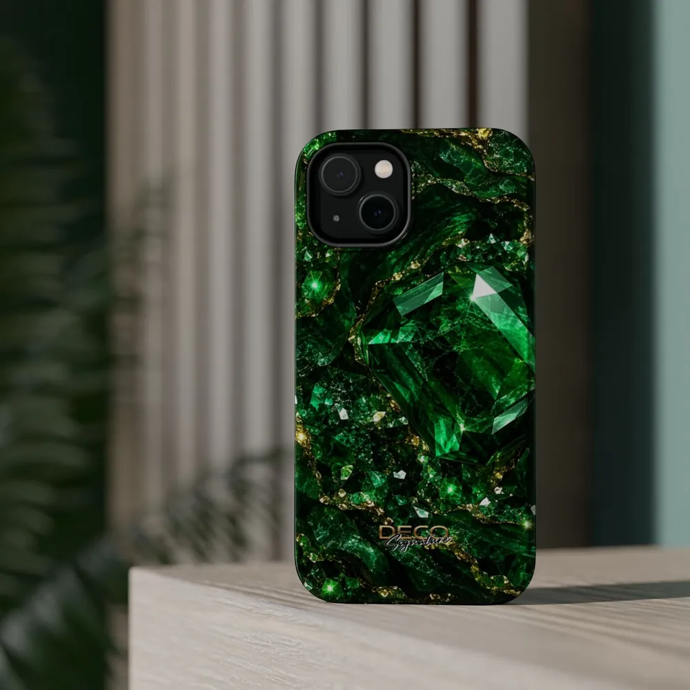 Luxury Sparkling Emerald DECO Signature MagSafe Impact-Resistant Phone Case