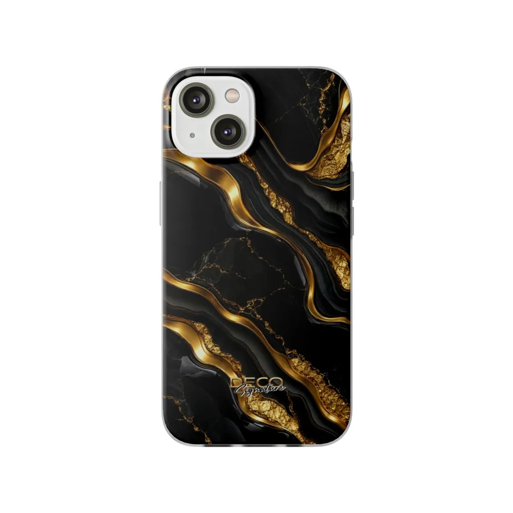 Luxury Textured Black Onyx & Gold DECO Signature Phone Case