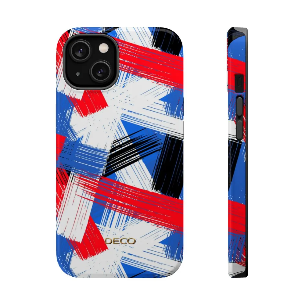 Brushstrokes Geometric Art MagSafe Impact-Resistant Phone Case