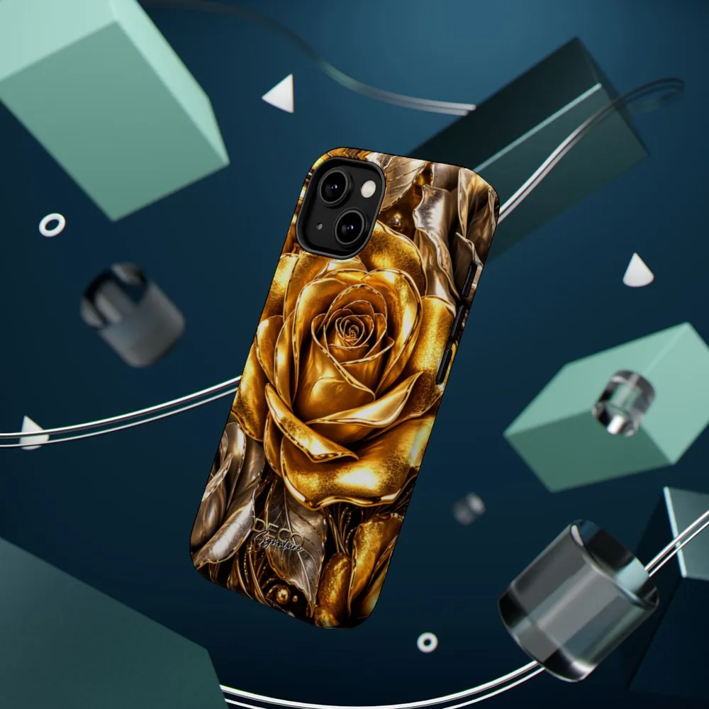 Luxury Gold Roses DECO Signature MagSafe Impact-Resistant Phone Case