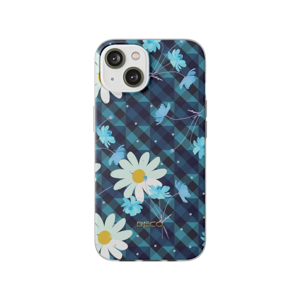 Daisy Blue Gingham Plaid Phone Case