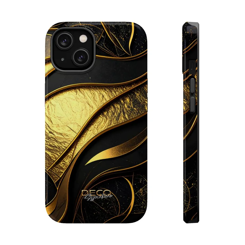 Luxury Black & Gold Texture DECO Signature MagSafe Impact-Resistant Phone Case