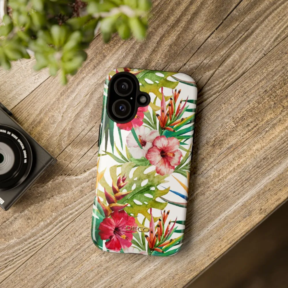 Watercolor Tropical Hibiscus Floral Tough Phone Case