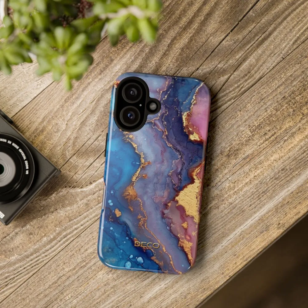 Purples & Gold Watercolor Marble Tough Phone Case
