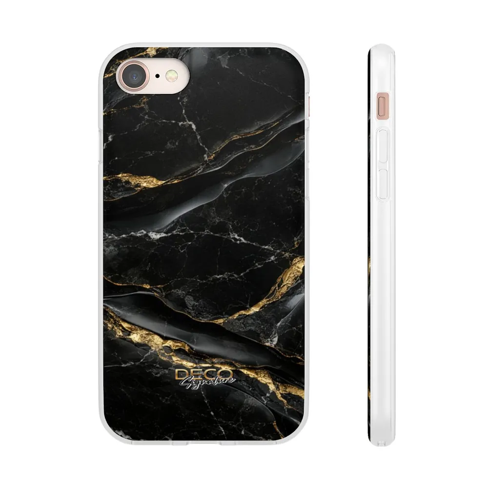 Luxury Black & Gold Textured Marble DECO Signature Phone Case