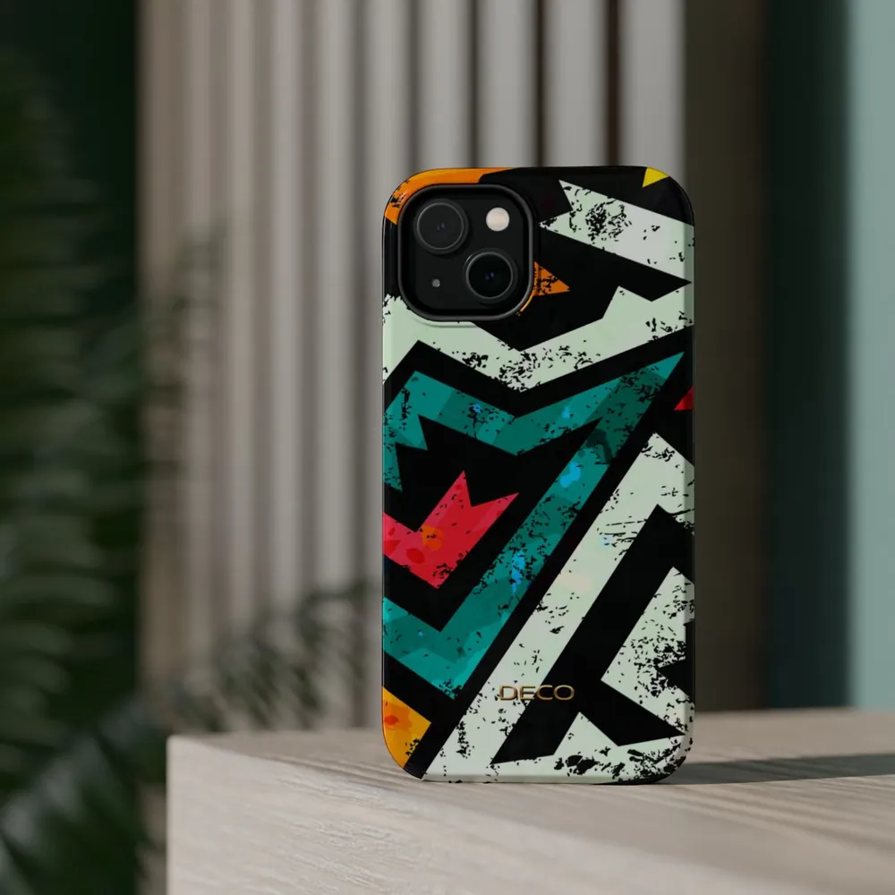 Distressed Frenzy Geometric MagSafe Impact-Resistant Phone Case