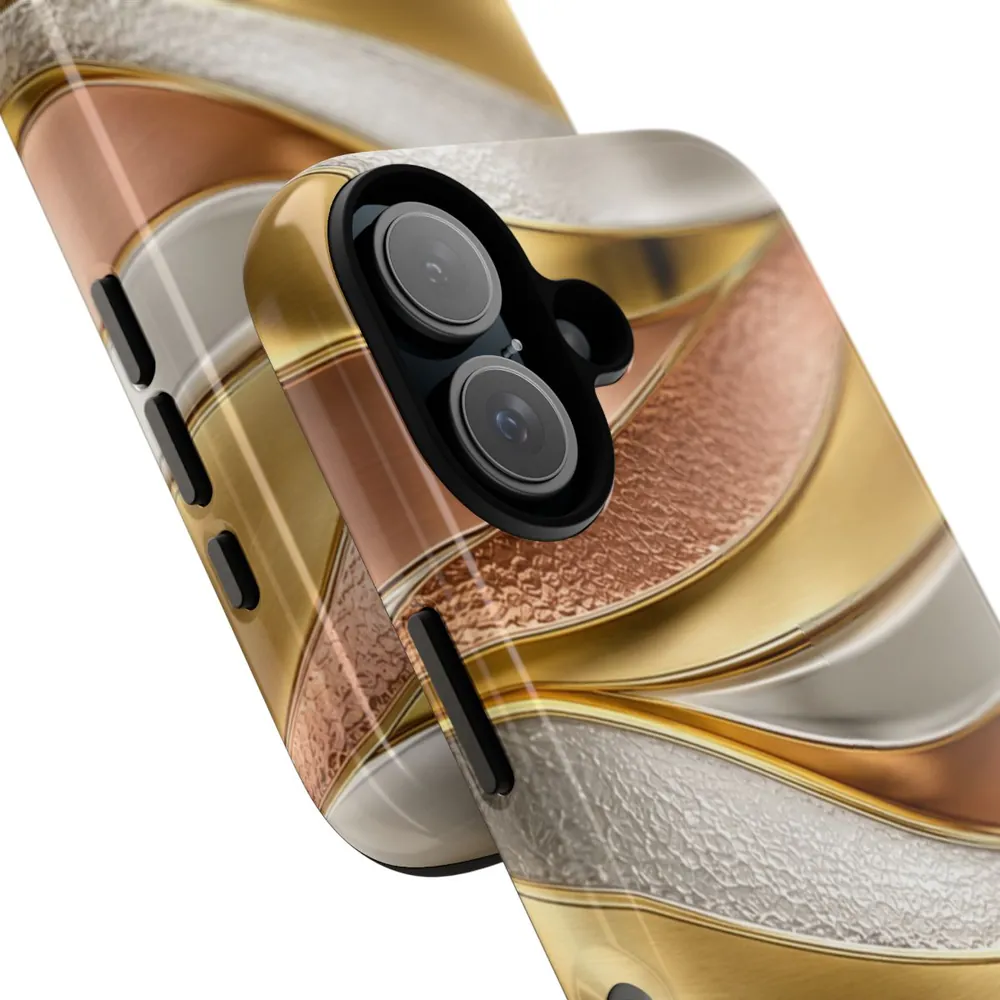 Luxury Textured White, Yellow & Rose Gold DECO Signature Tough Phone Case